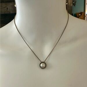 Brighton Simple Faux Pearl Pendant Silver Plated Necklace October Birthstone